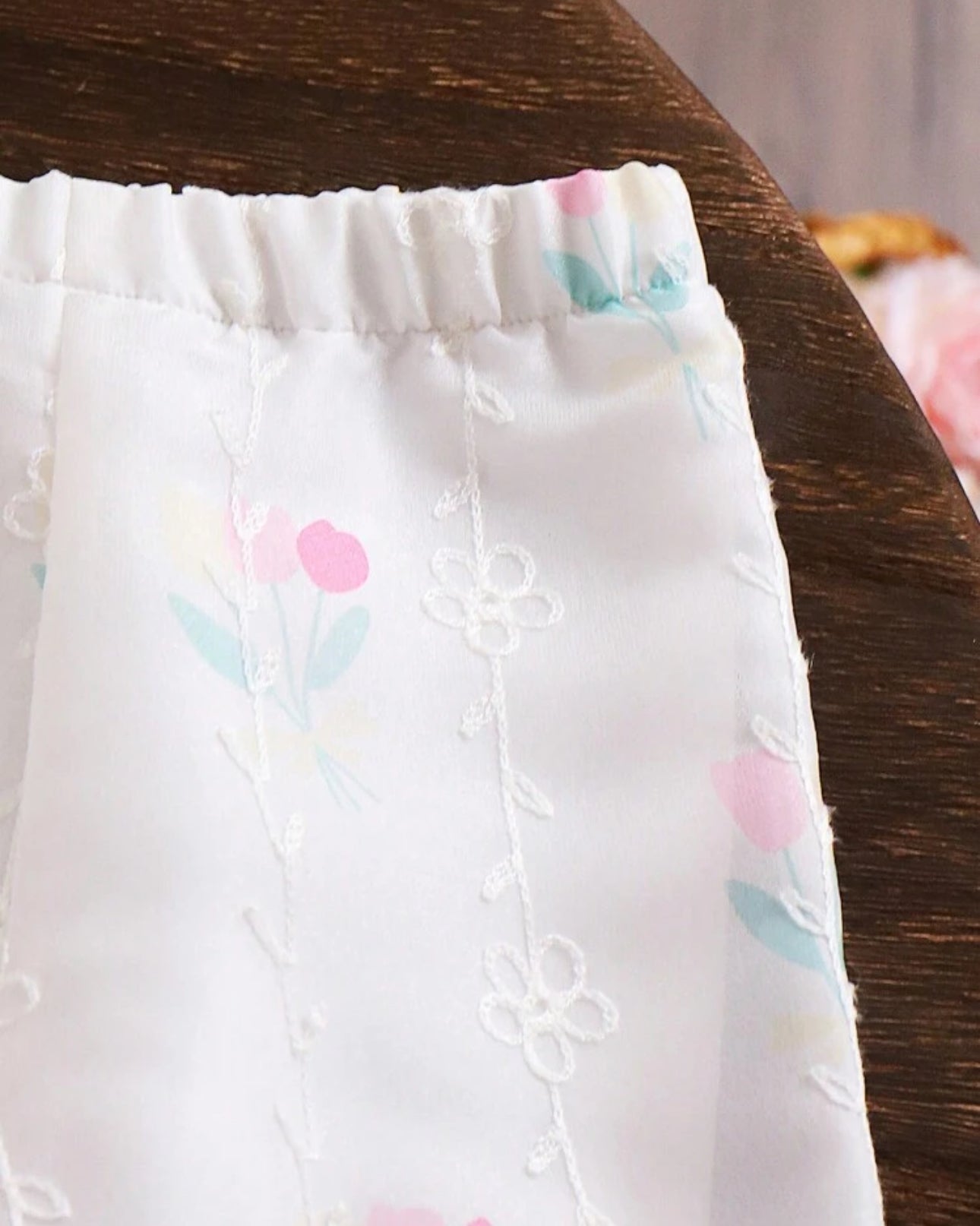 SHEIN Baby Girls Tulip Printed Sleeve Top And Pants Set