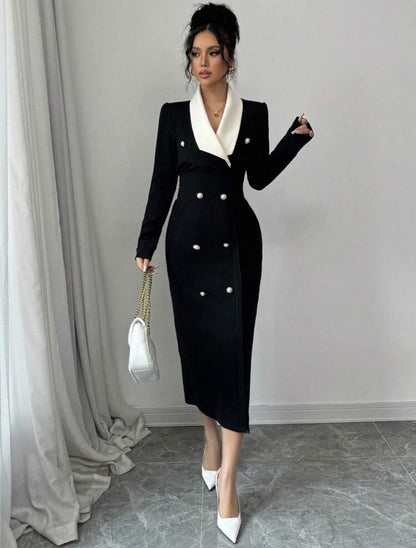 Shein Elengza women Fitted Color Block Formal Dress