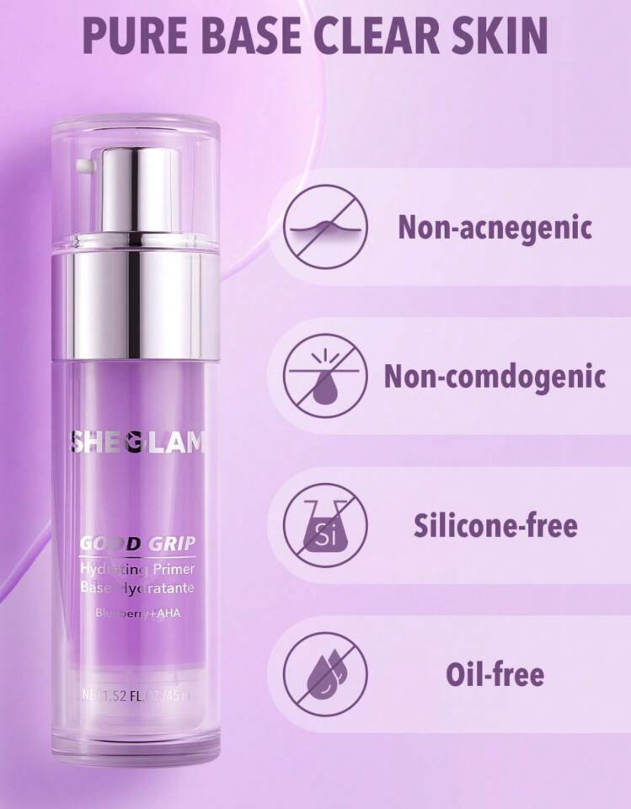 Sheglam Good Grip Hydrating Base Primer- Blueberry