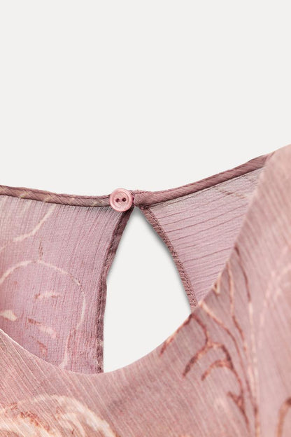 ZARA ZW Collection Layered Print Dress - Pink