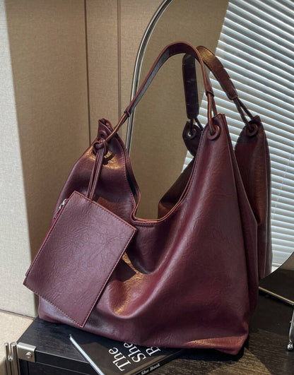 SHEIN 2pcs Vintage Burgundy Tote Bag
