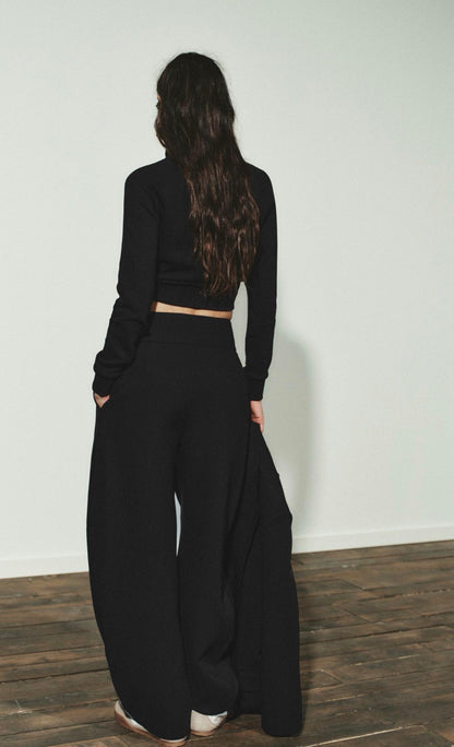 Zara Baloon Trouser With Pleats Black