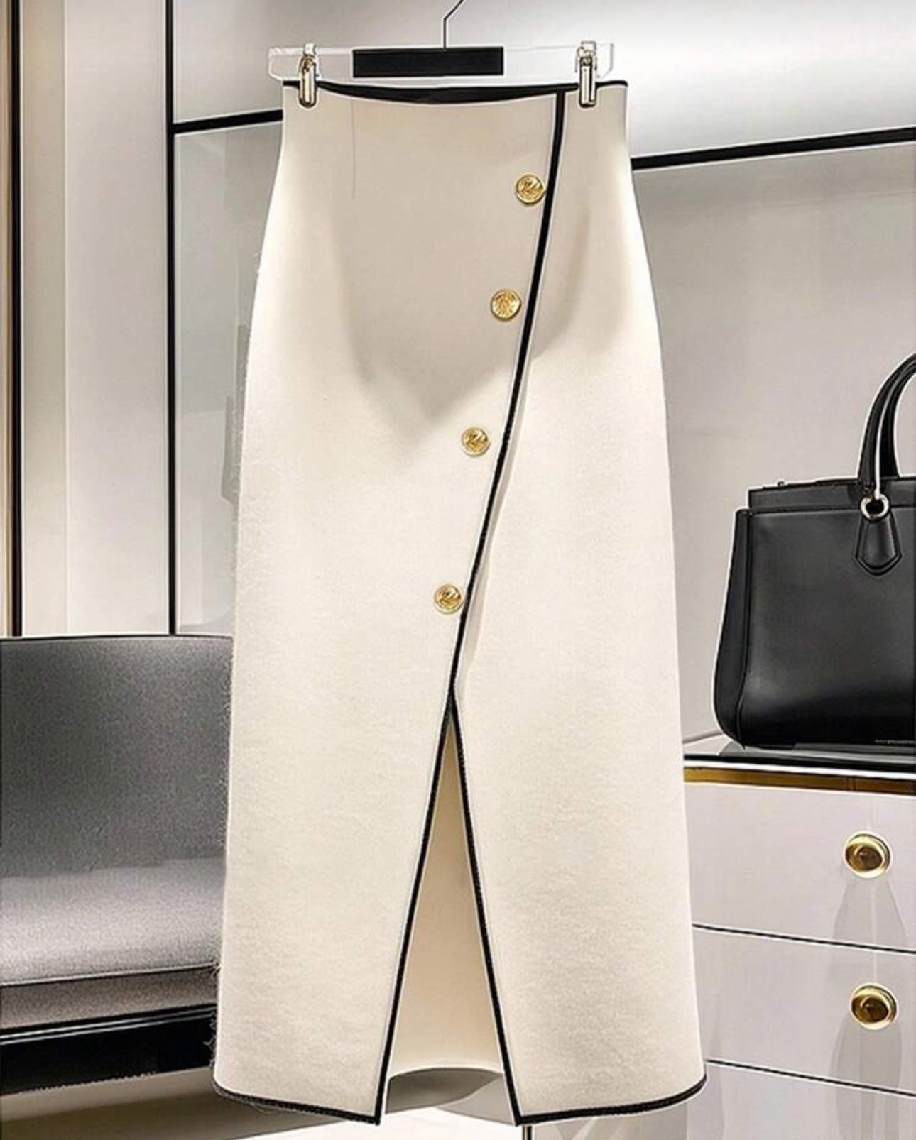 SHEIN Elegant High Waist Wool Skirt