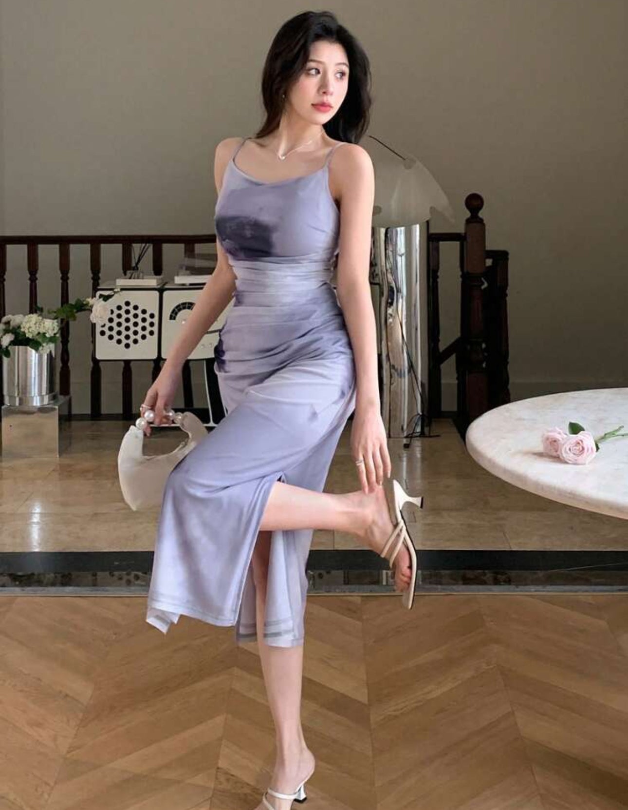 SHEIN Grey Printed Strap Dress and Jacket