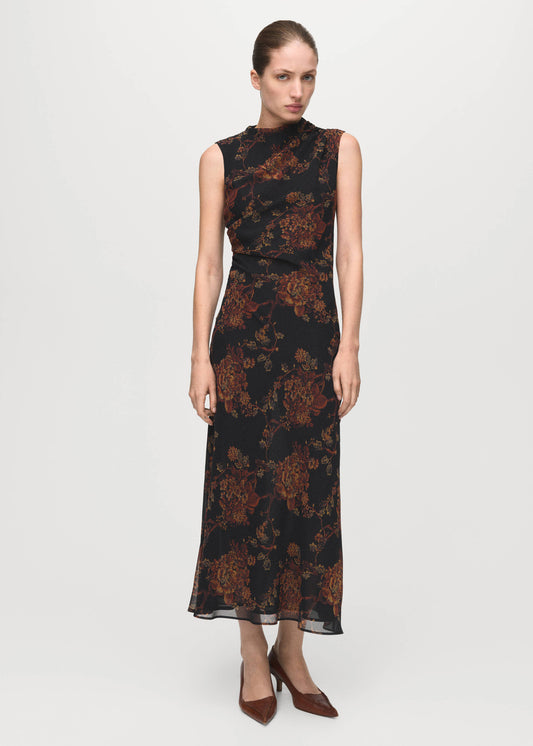 Zara Ruched Floral Print Dress