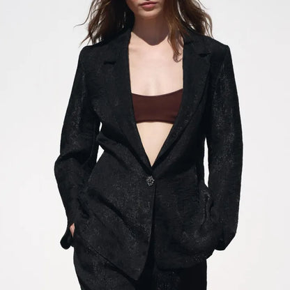 ZARA Wrinkled Organaze Blazer-Black