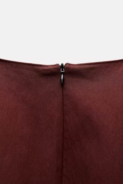 ZARA ZW Collection Peplum Top - Burgundy
