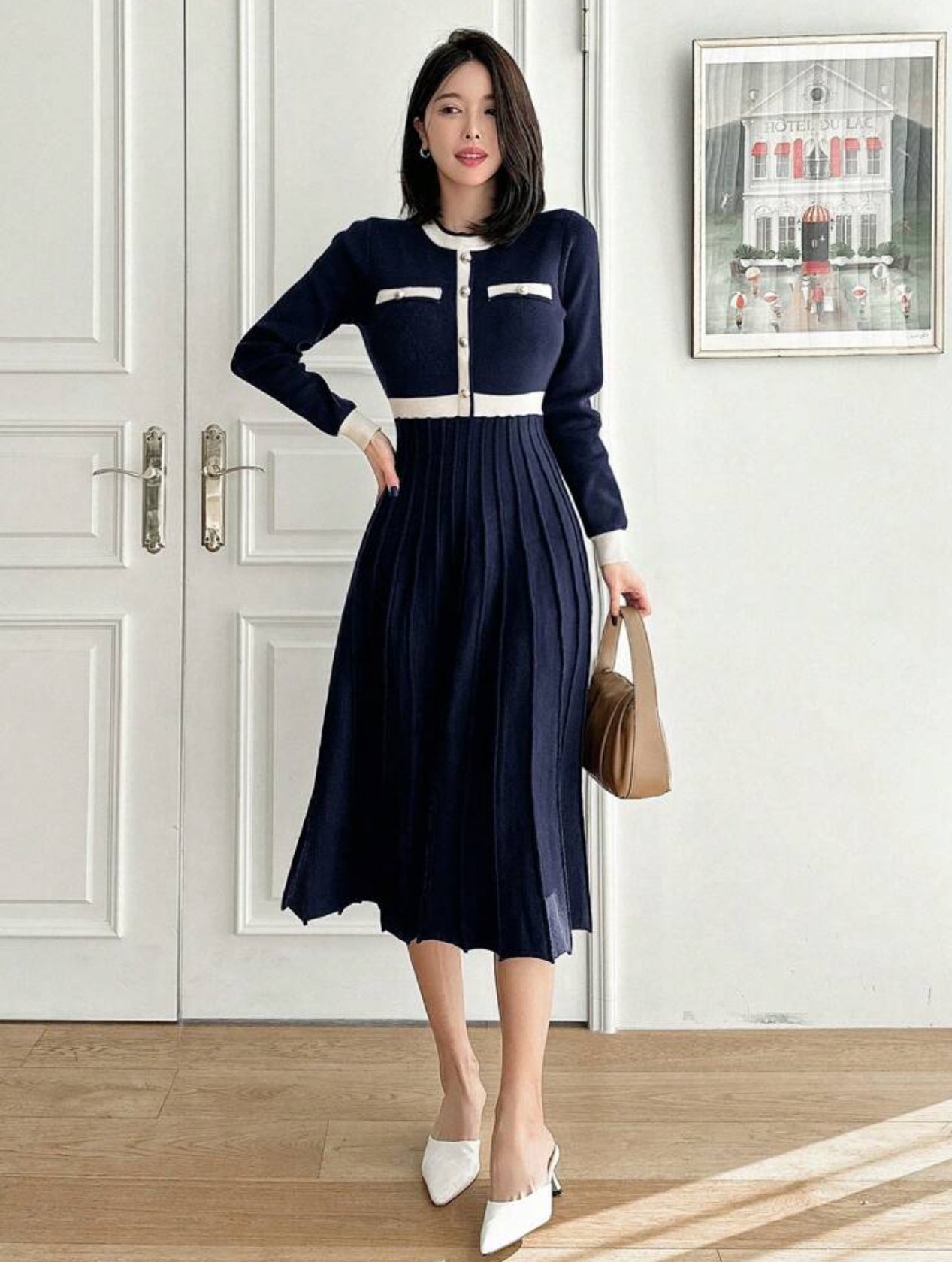 Shein Women Round Neck long Sleeve Sweater Dress