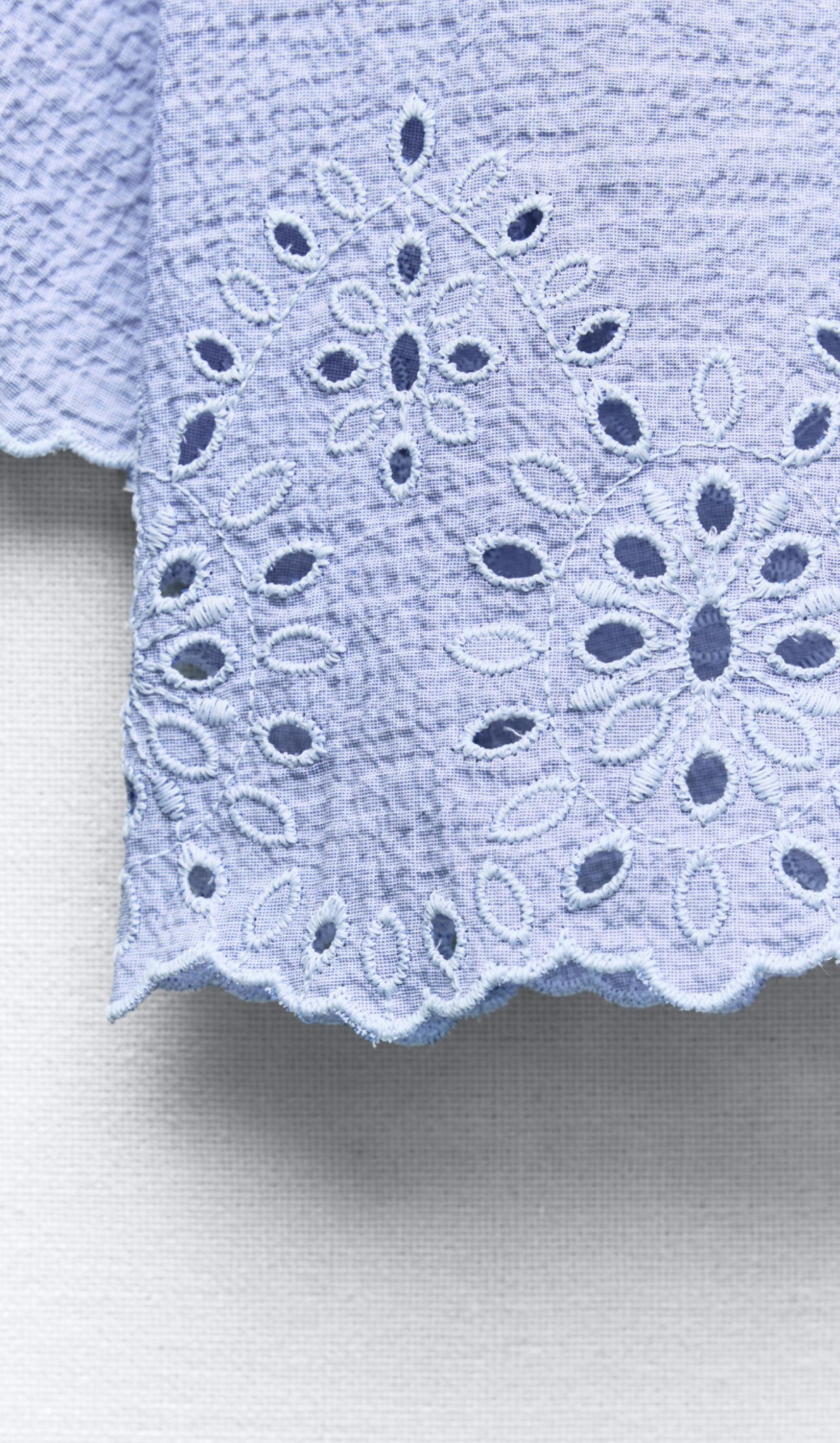 ZARA Cropped Shirt With Cutwork Embroidery - Sky Blue