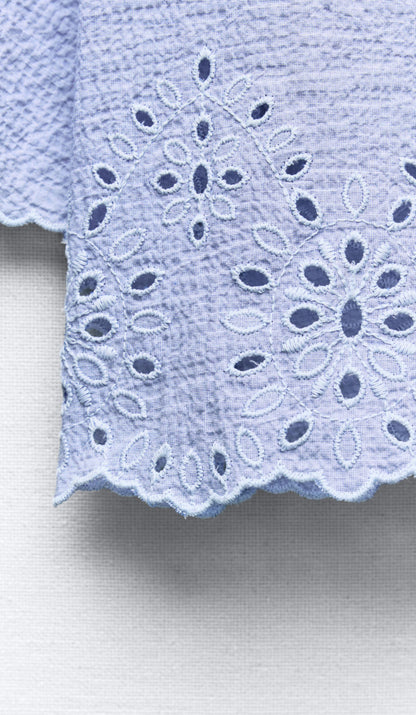ZARA Cropped Shirt With Cutwork Embroidery - Sky Blue