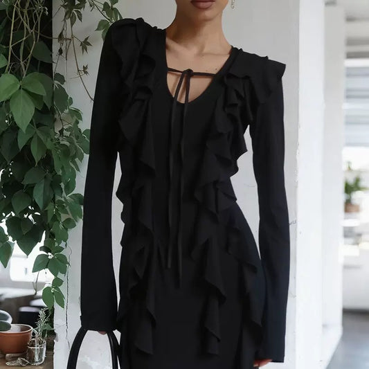 Shein Ruffle Knitted Skirt Dress