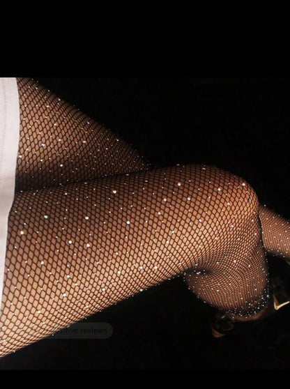 SHEIN Rhinestone Fishnet Stockings