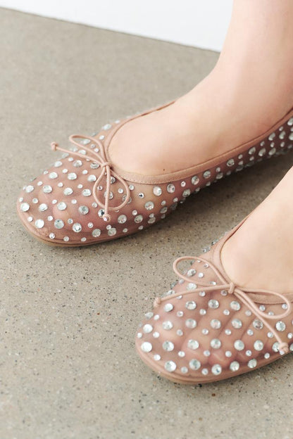 ZARA Shiny Rhinestone Mesh Ballet Flats