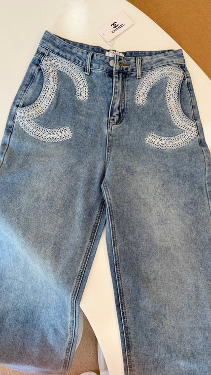 Chan-nel Premium Wide leg jeans-Dupe
