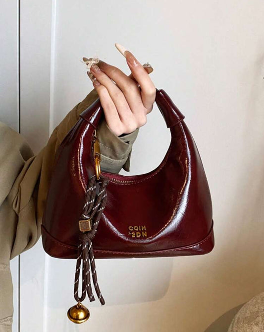 SHEIN Faux Skin woven PU leather Burgundy Bag