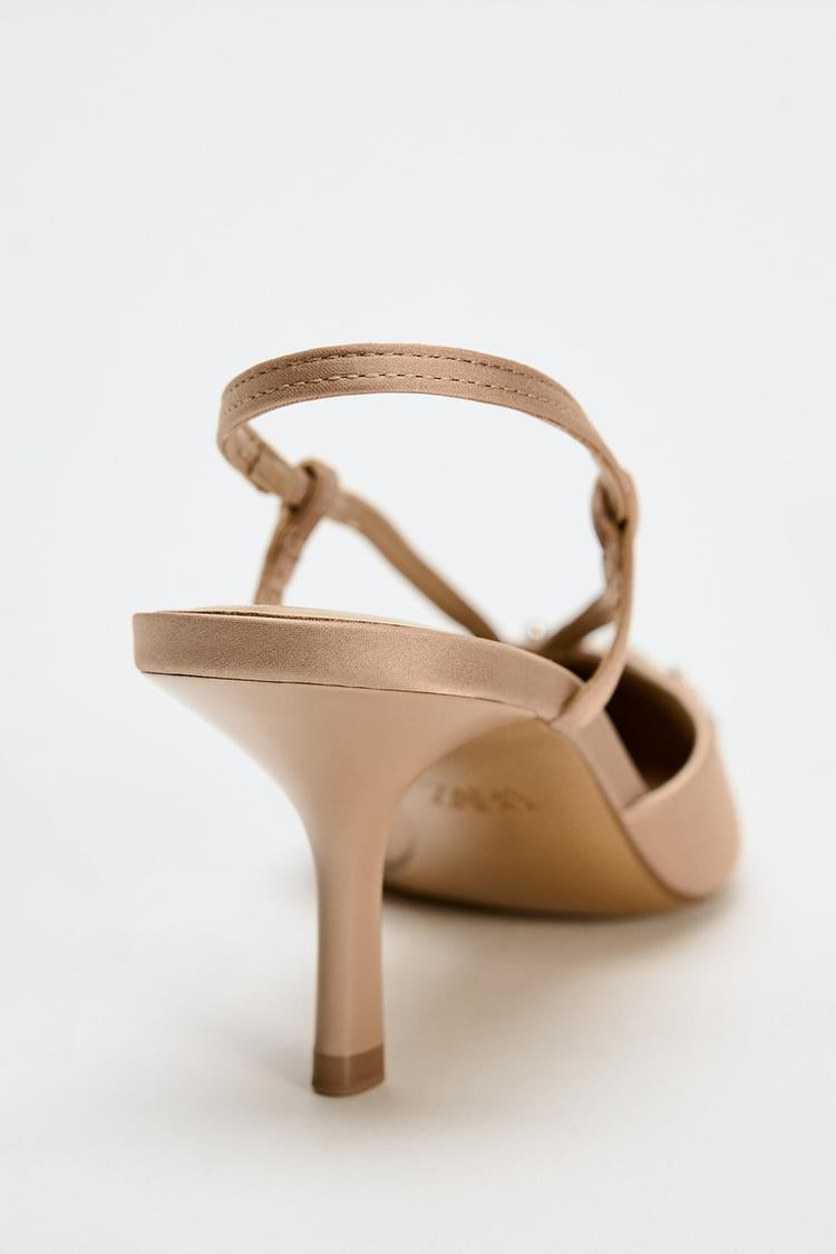 ZARA Open Back Heel Shoes With Stones