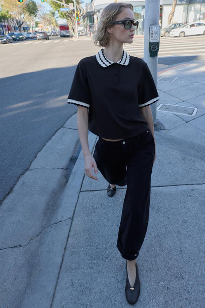 Zara Contrast Polo Top