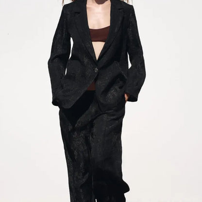 ZARA Wrinkled Organaze Blazer-Black