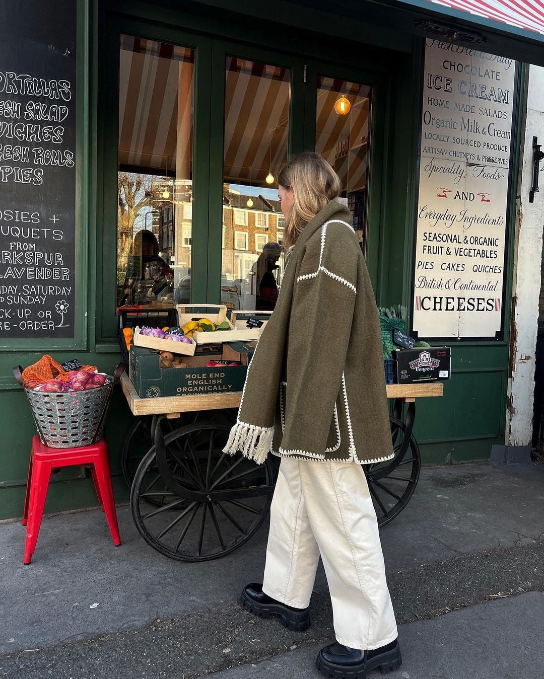 SHEIN Maija Women Jacket with Scarf(OLIVE GREEN)