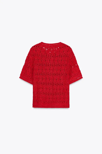 ZARA Open Knit cardigan-Red