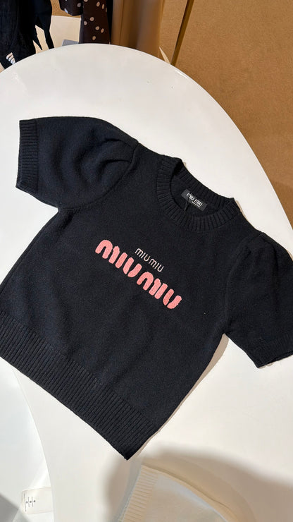 Miu Miu knitted Embroidered Crewneck-Black (Dupe)