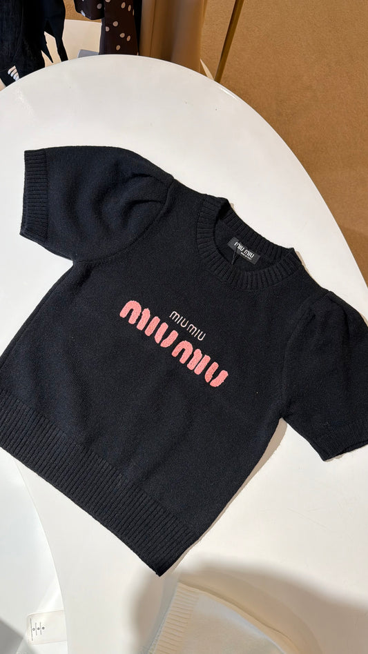 Miu Miu knitted Embroidered Crewneck-Black (Dupe)