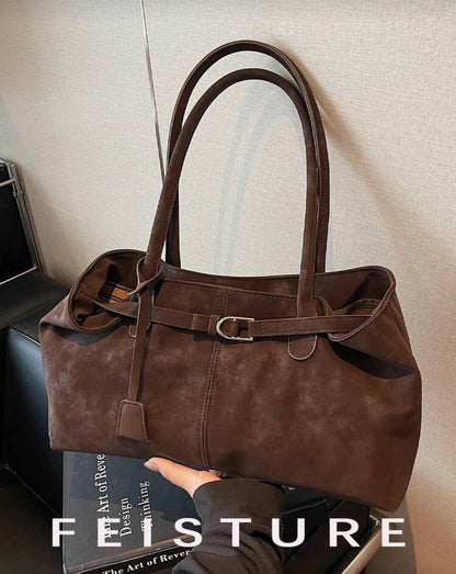 SHEIN Large Capacity Tote Bag with Strap (coffee brown)