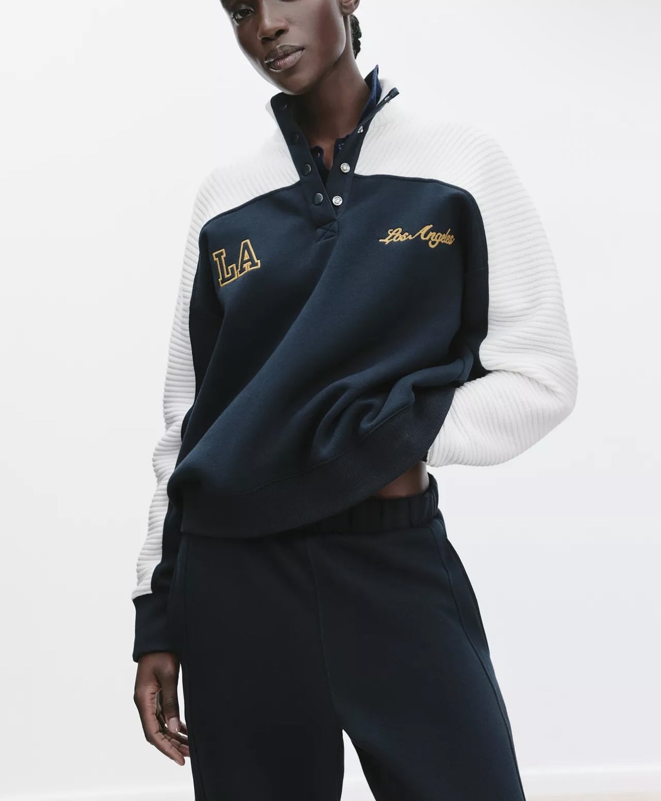 ZARA contrast Chunky Knit Sweatshirt