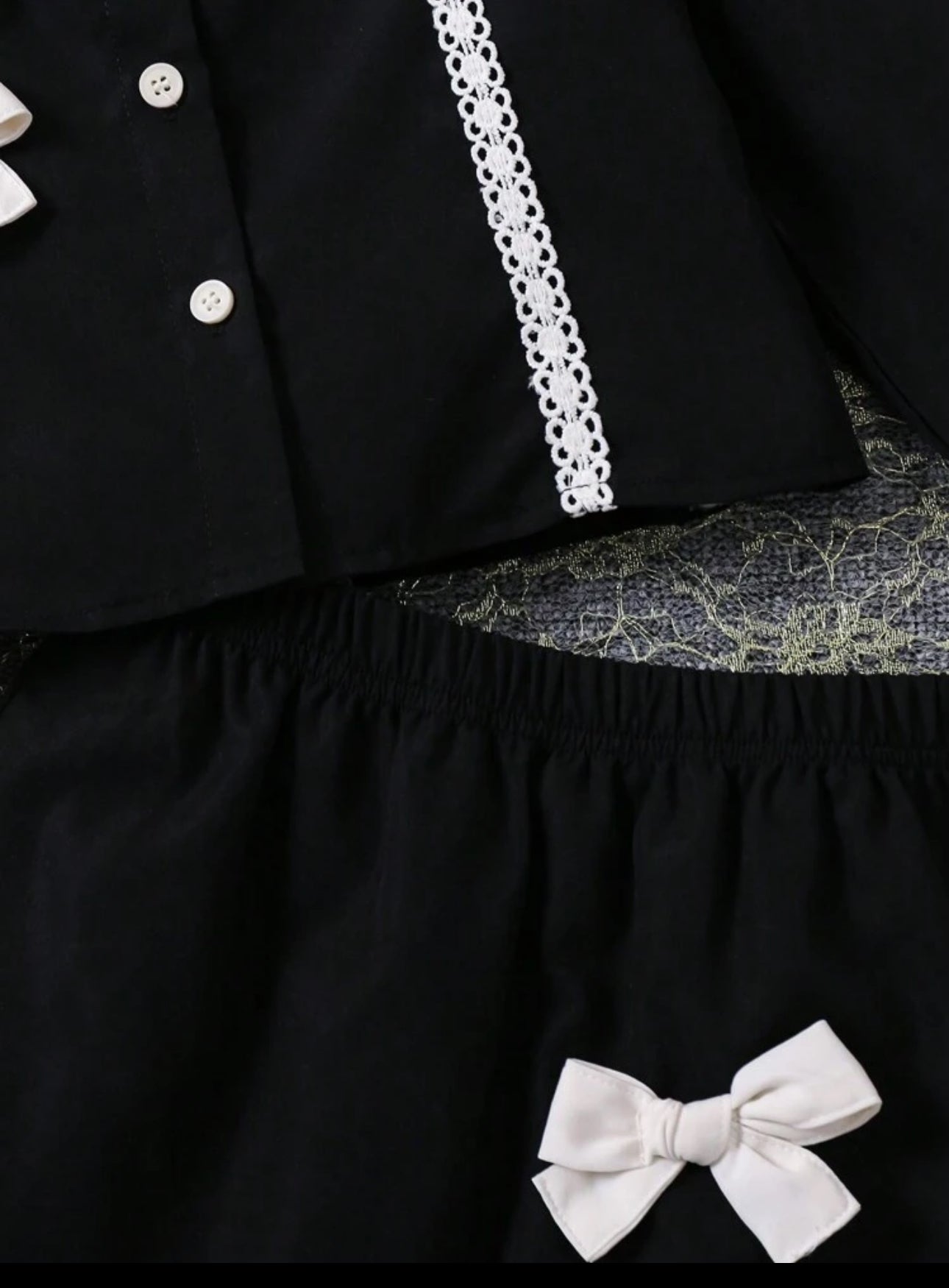 SHEIN Young Girls elegent Black And White Collared Top