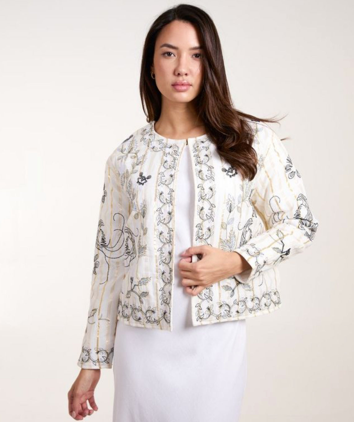 NEW LOOK Blue Vanila White Embroided Quilted