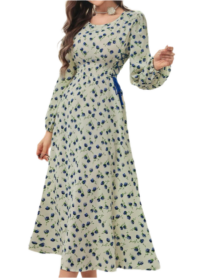 SHEIN Mulvari Women's Floral Printed Lantern Sleeve Dress