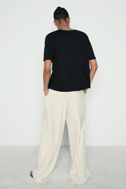 ZARA Jewel Fringe T Shirt - Black