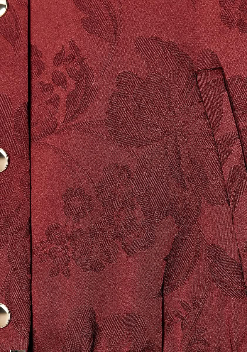 ZARA Jacquard Bomber Jacket-Burgundy