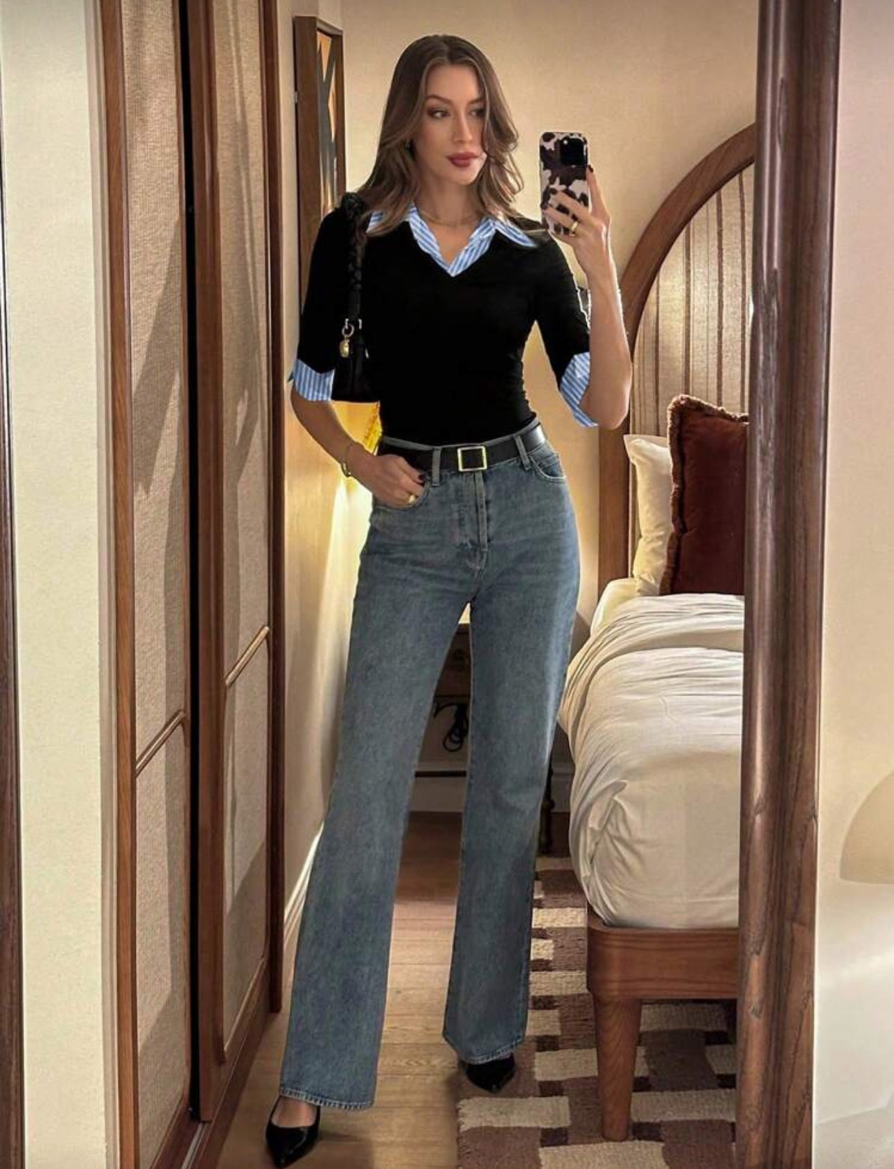 Shein Polo Collar Splice Short Sleeve T shirt