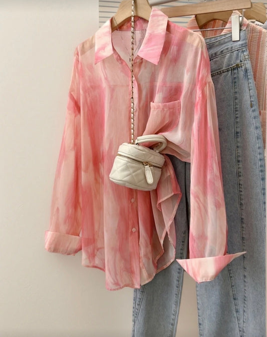 Shein Women Tie Dye SunScreen Shirt