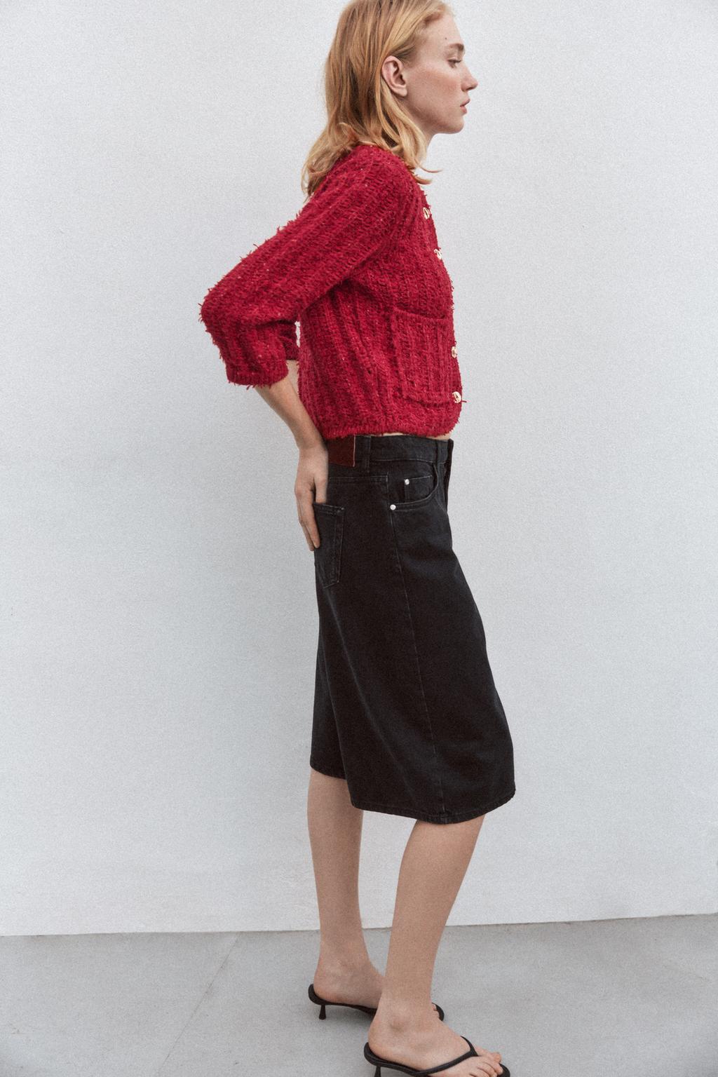 ZARA 3/4 Length Sleeve Knit Cardigan/Red