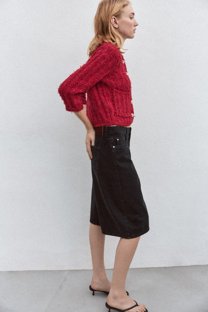 ZARA 3/4 Length Sleeve Knit Cardigan/Red