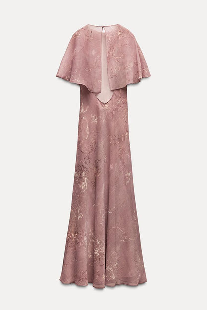 ZARA ZW Collection Layered Print Dress - Pink