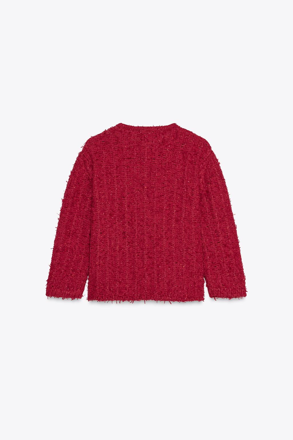 ZARA 3/4 Length Sleeve Knit Cardigan/Red
