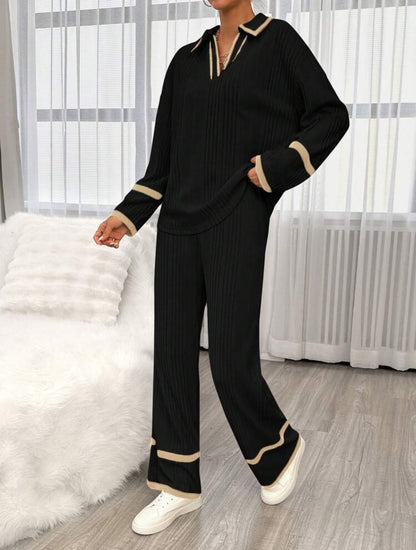 Shein Esscne Women Contrast Color Turn Down Cord-Set