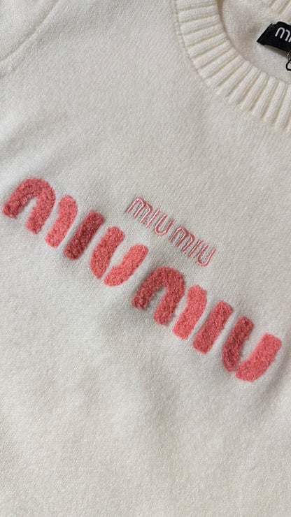 Miu Miu knitted Embroidered Crewneck-White  (Dupe)