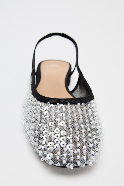 ZARA Sequined Open Back Shoes