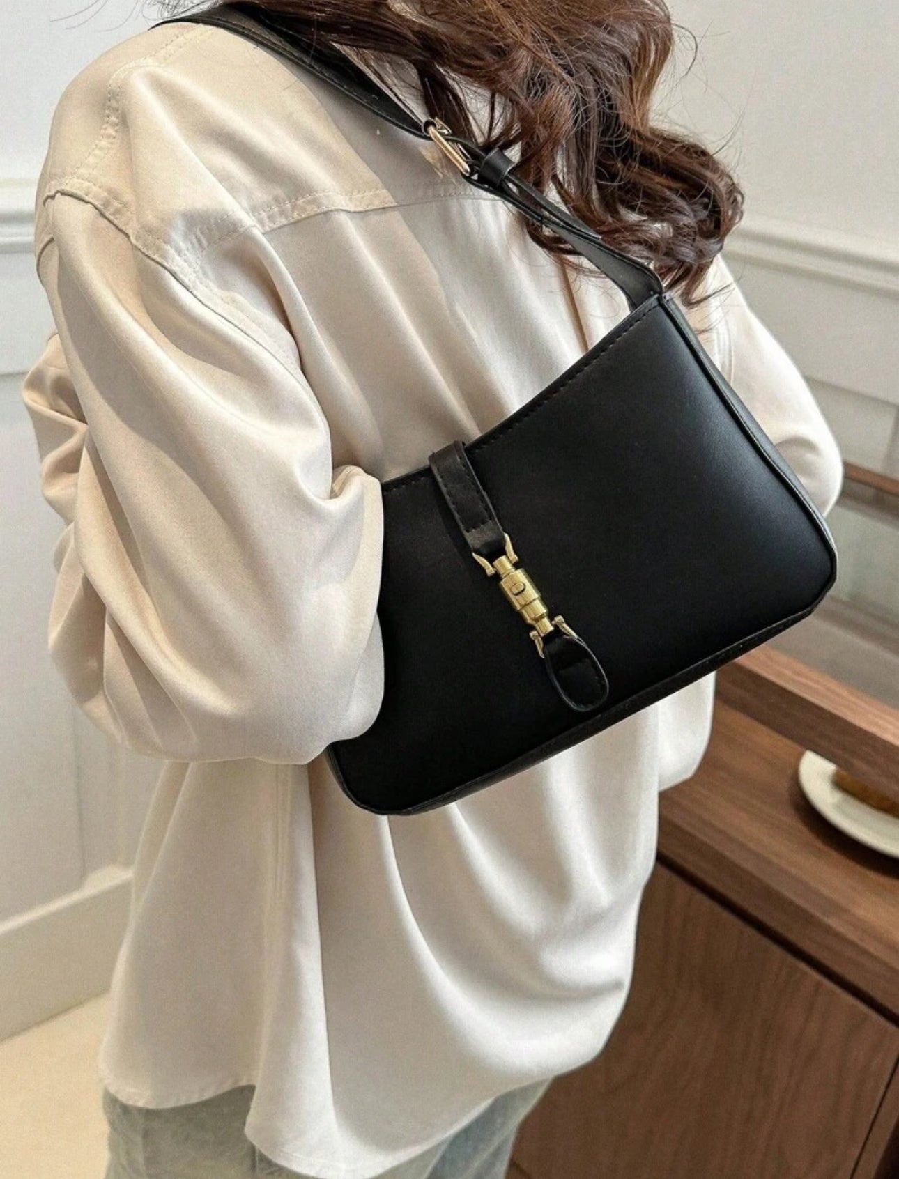 SHEIN minimalist crescent underarm bag trendy shoulder bag