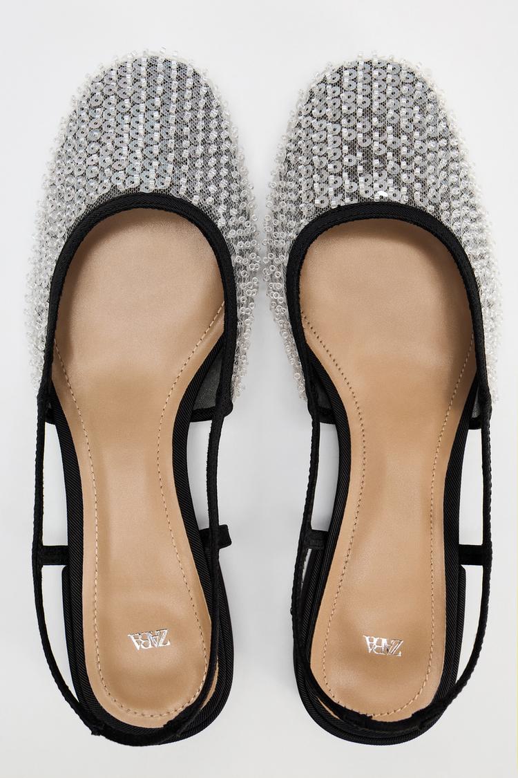 ZARA Sequined Open Back Shoes