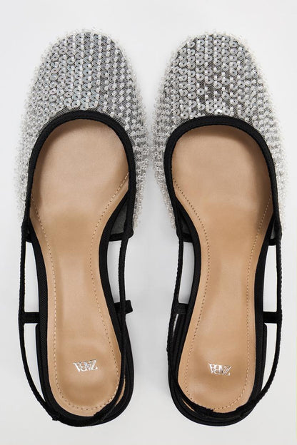 ZARA Sequined Open Back Shoes