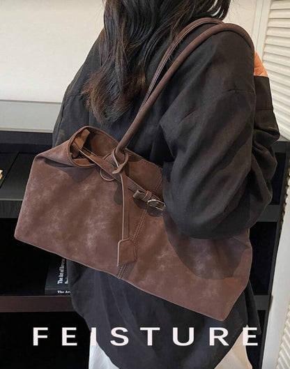 SHEIN Large Capacity Tote Bag with Strap (coffee brown)