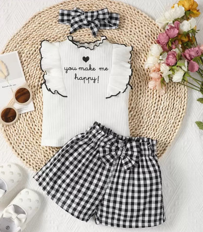 SHEIN Baby Girls Slogan Graphic Ruffle Trim Tee