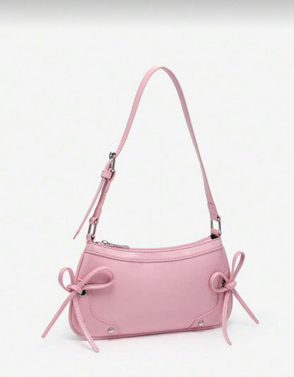 SHEIN Criss Cross Pink Bow Underarm Shoulder Bag