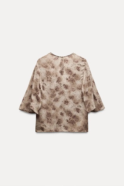 ZARA ZW Collection Flowing Cape Blouse -Brown