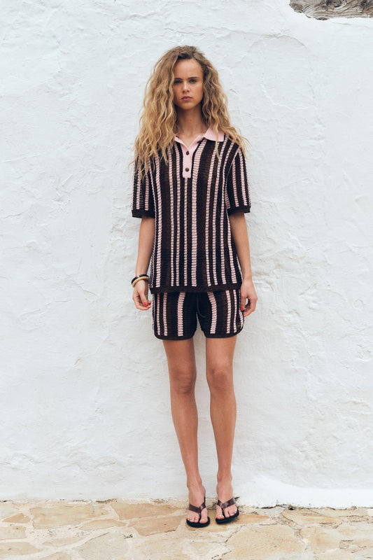 ZARA Knit Polo Sweater -Multicolored